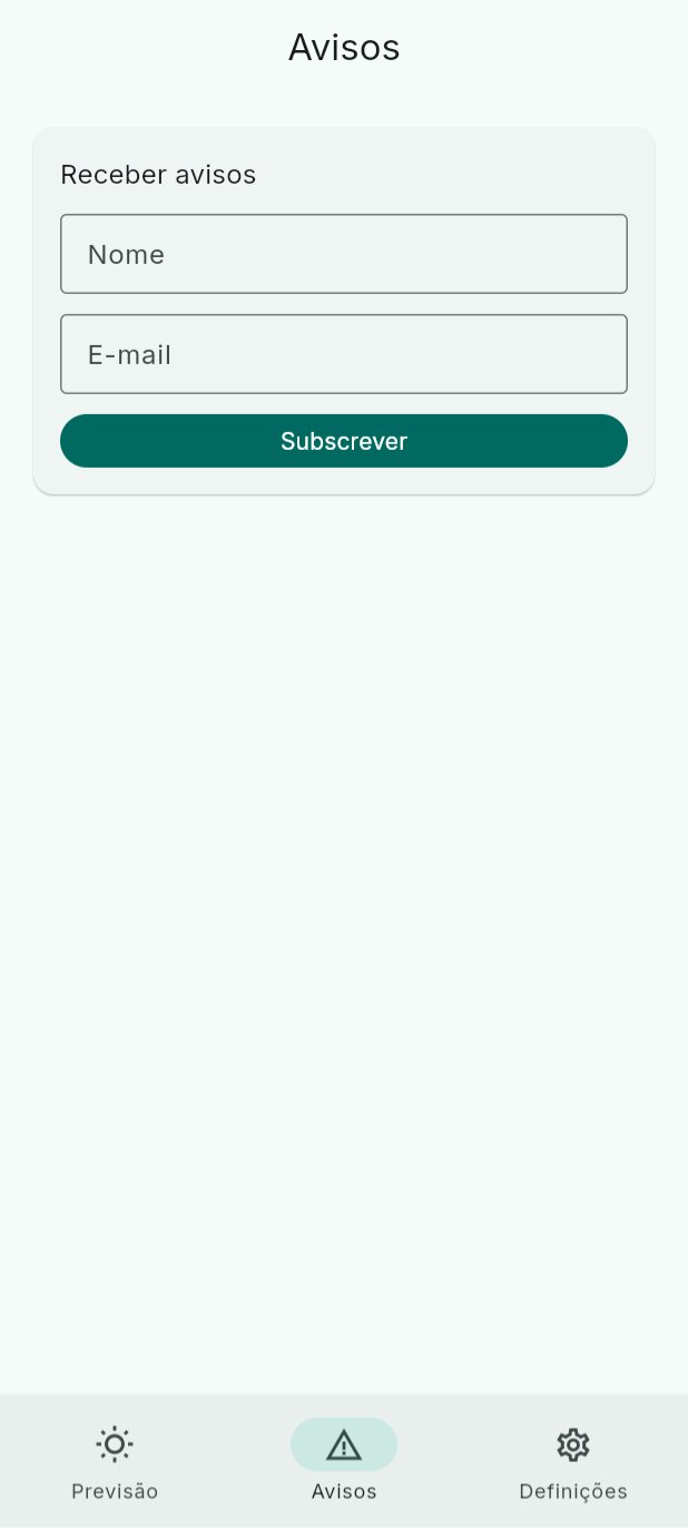 O separador Avisos, com o formulário de avisos.